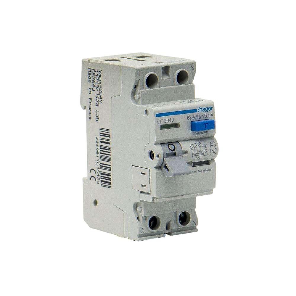 Hager 63A 2Pole 100Ma RCCB Earth Leakage Circuit Breaker (ELCB) 0