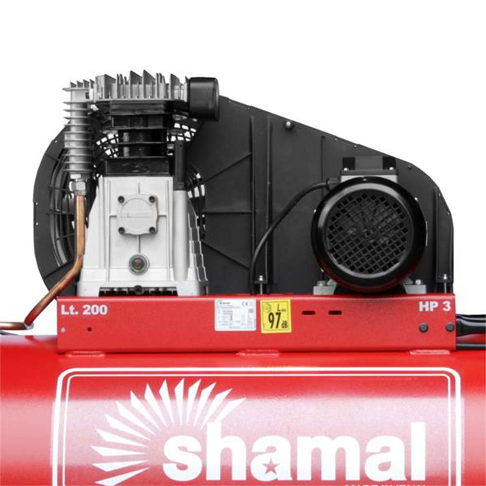 ضاغط الهواء (Shamal) بضغط (10Bar) بار و استطاعة (3HP) حصان موديل (SB38/200CT3) باللون الأحمر 2