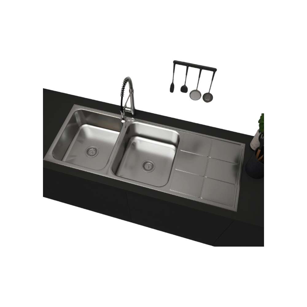 Milano LS-125A 140700200097 120 x 500mm Lay On DB/SD Kitchen Sink 0
