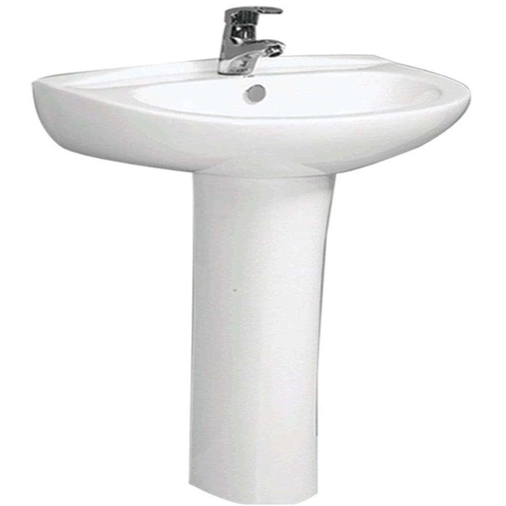 Milano KN1891 140500200152 24'' Wash Basin with Pedestal - White 0
