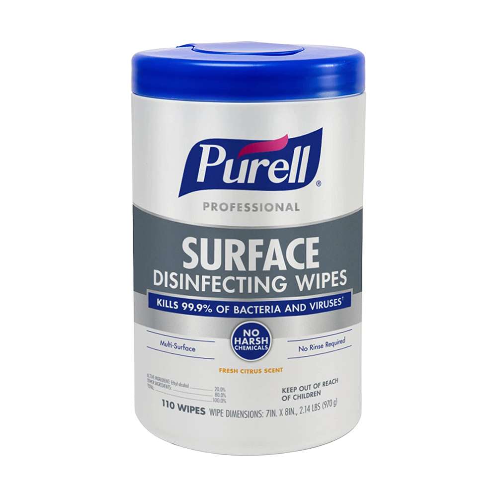 مناديل (Purell) لتطهير الأسطح ذات اللون الأبيض 0