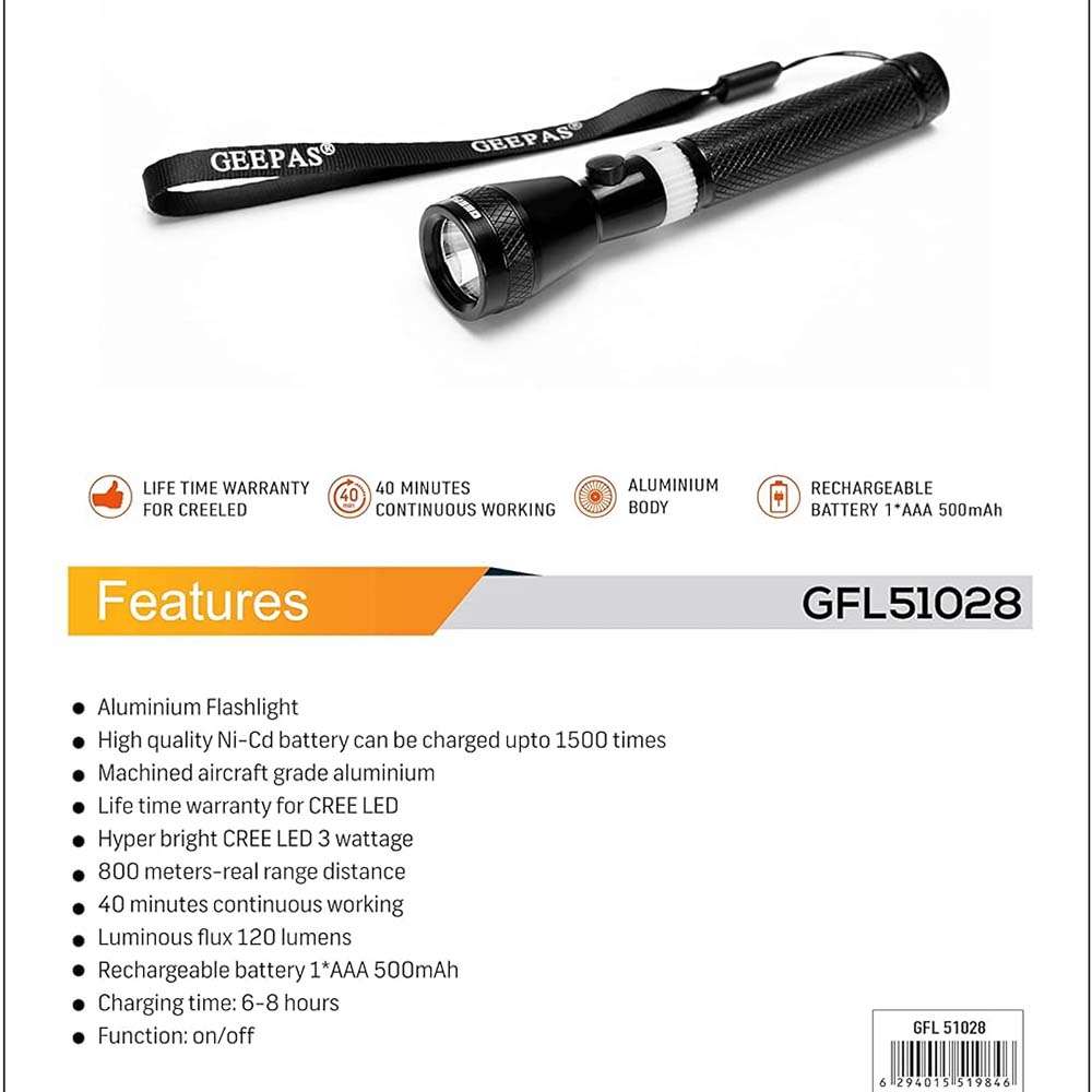 Geepas GFL51028 Rechargeable LED Torch 6