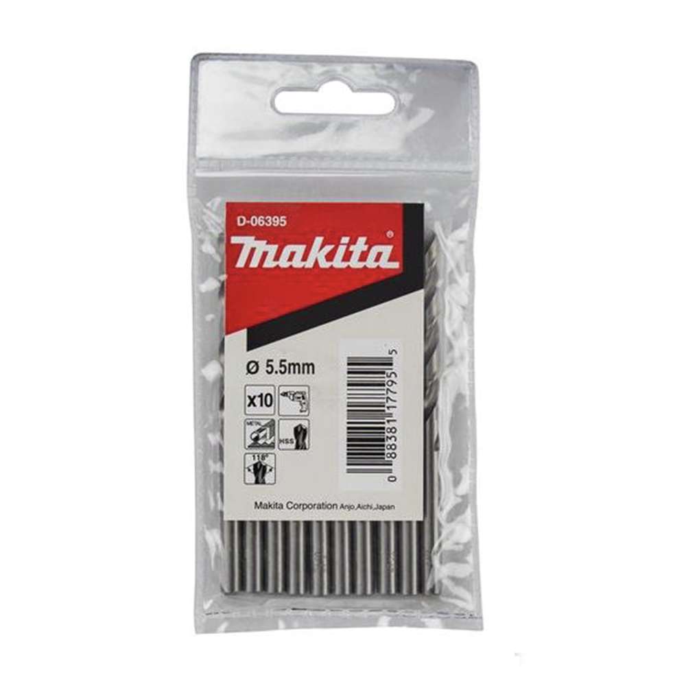 Makita D-06395 HSS Drill Bit for Metal 5.5 x 93mm - 10 Pcs/Set 0