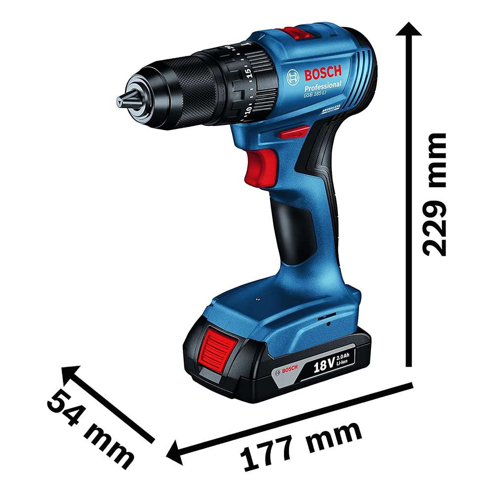 Bosch GSB 185-2x2.0 Ah GAL 18V-20 Professional LI Impact Drill 3