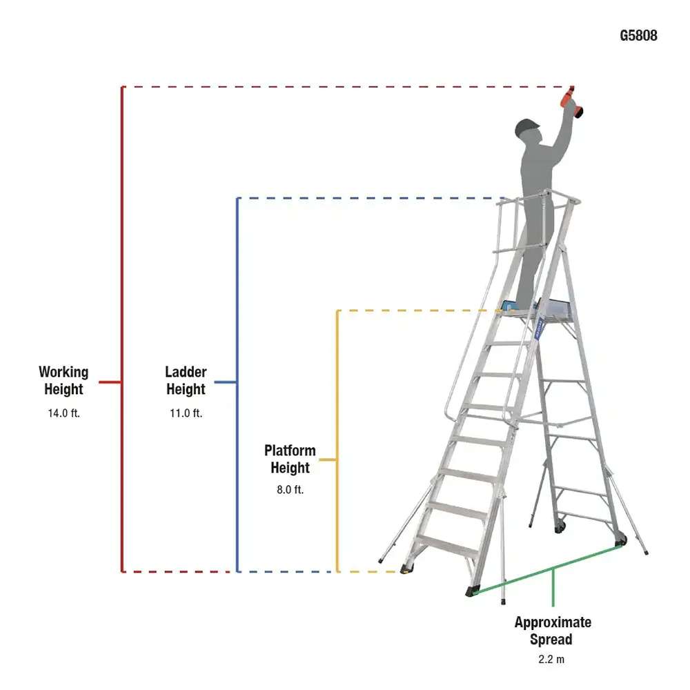 Gazelle G5808 2.3M Aluminium Platform Ladder 4