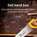 Deli 500mm Hand Saw, Used for Long, Straight Cuts in Lumber 5