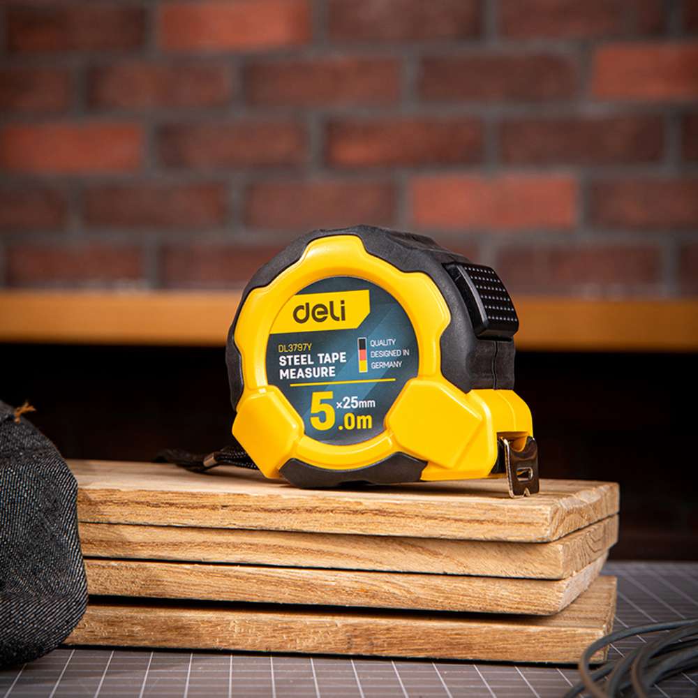Deli DE-EDL3797Y Self-locking Measuring Tape 5mx25MM 5