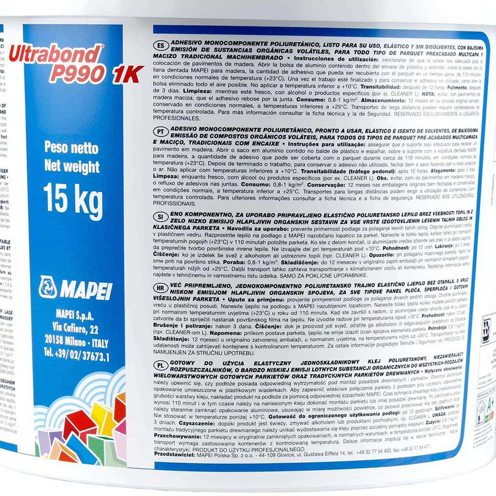 لاصق أحادي المكون (Ultrabond P990 1K) من (Mapei) وزن (15KG) 1