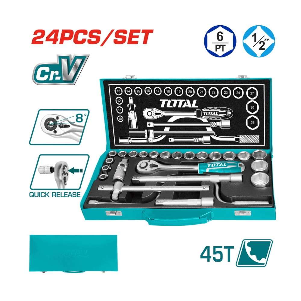 Total THT141253 1/2 Inch Socket Set 24Pcs 3