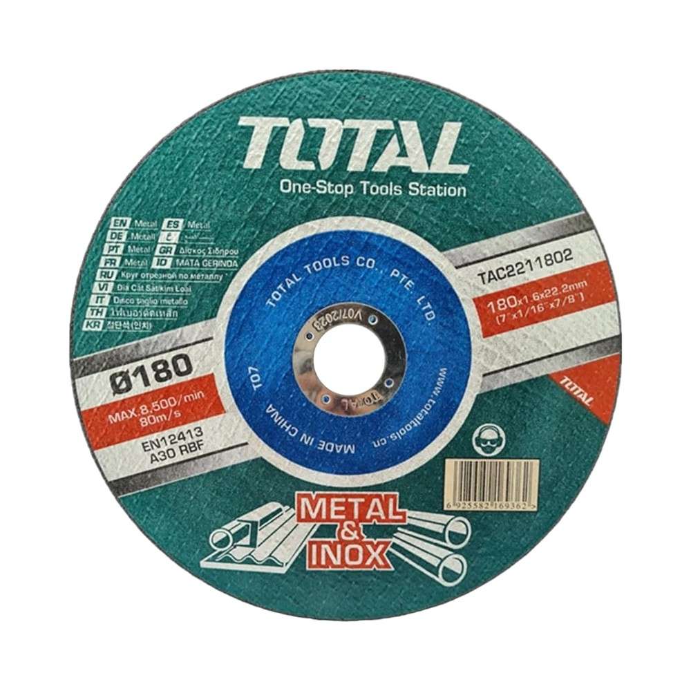 Total TAC2211802 7Inch X 22MM Flat Centre Abrasive Metal Cutting Disc 1