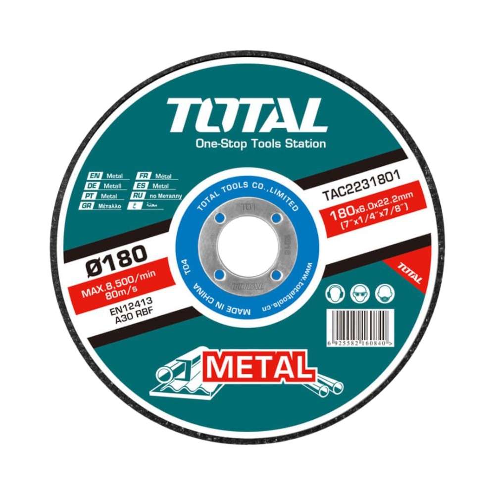 Total TAC2231801 180MM X 6MM X 22.2MM Depressed Centre Metal Grinding Disc 1