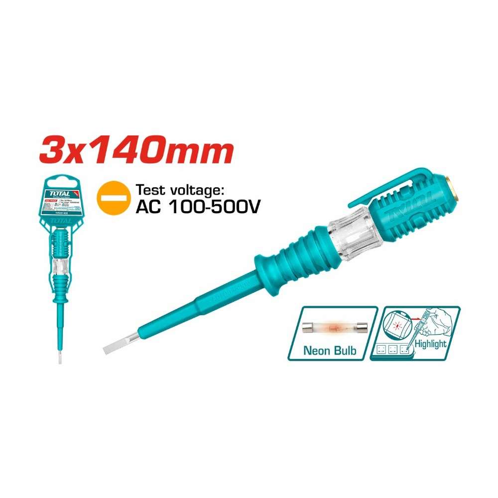قلم اختبار الجهد الرقمي توتال (100-500V) قياس (3X140MM) موديل (THT291408) 3