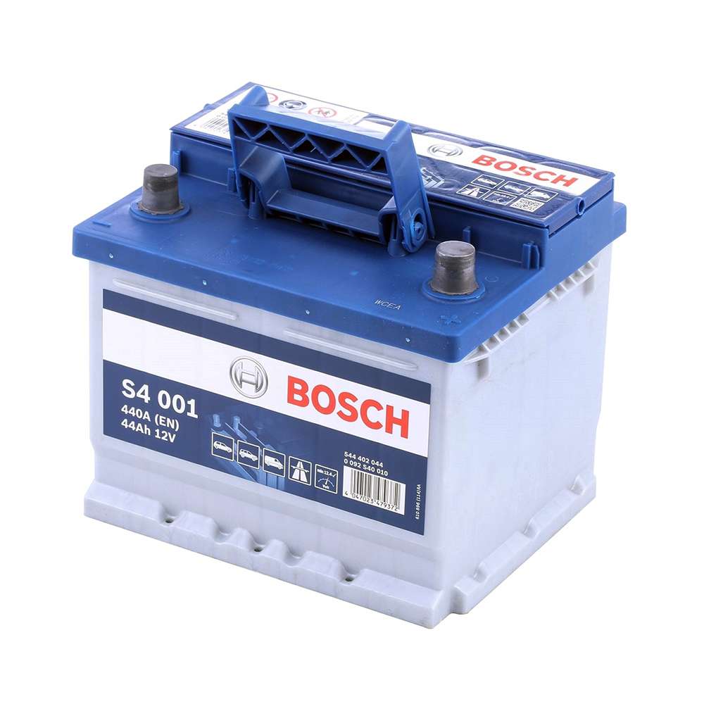 بطارية بدء التشغيل من (Bosch) استطاعة تدوير (440A) و بأمبير ساعي (44AH) قياس (12V) موديل (DIN S4- BSB0092S40410)  1