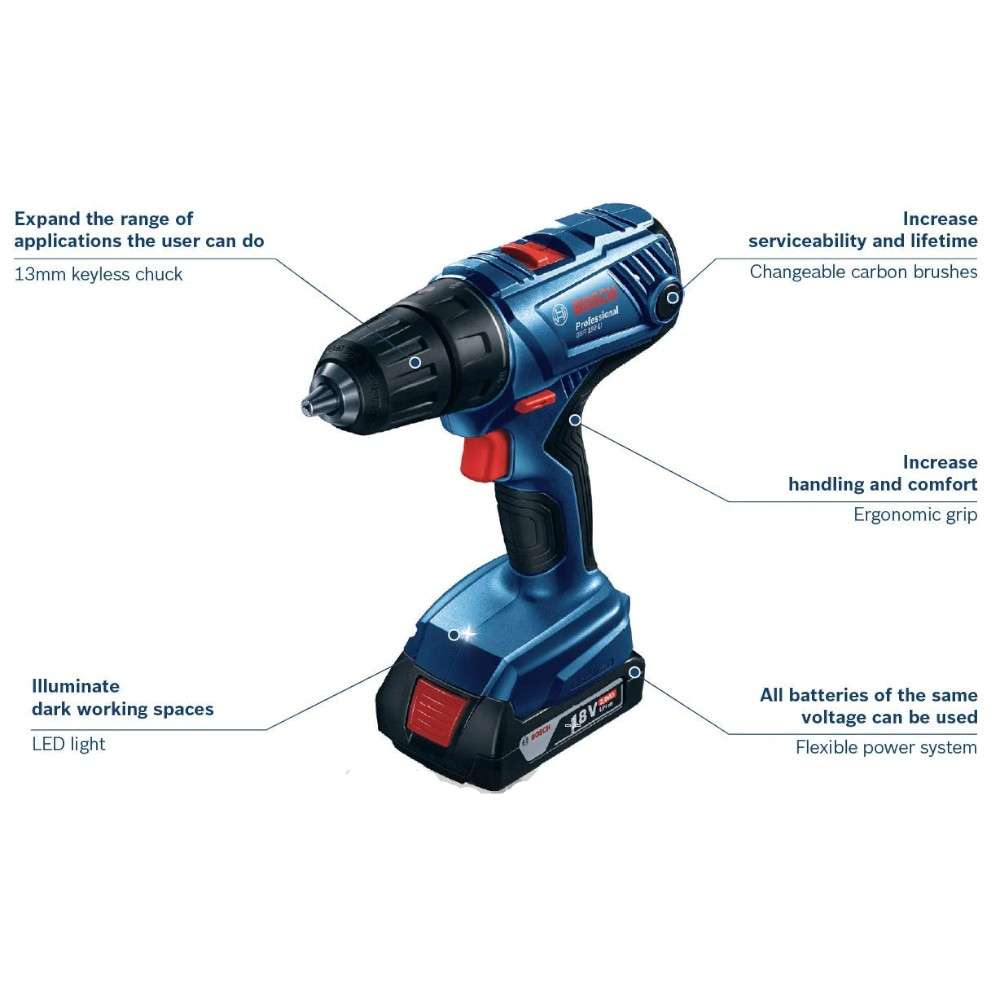 Bosch GSB 180-LI 06019F8308 18V Professional Cordless Combi Impact Drill Set 7