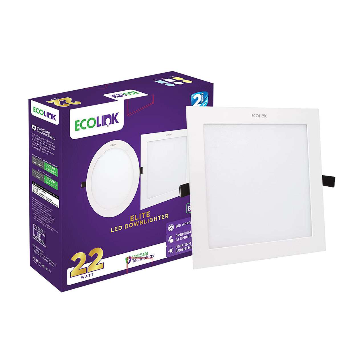Ecolink D150 17W 865 Square Recessed Downlight 1