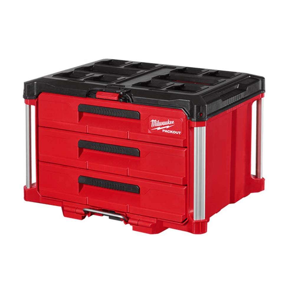 Milwaukee 22" Packout Tool Box with Metal Reinforced Corners, 3 Drawers, Black 0