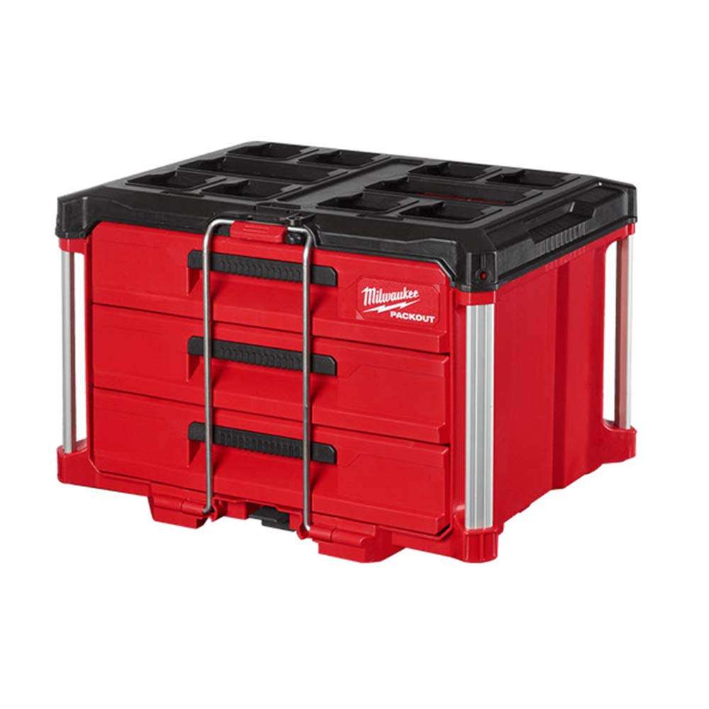 Milwaukee 22" Packout Tool Box with Metal Reinforced Corners, 3 Drawers, Black 1