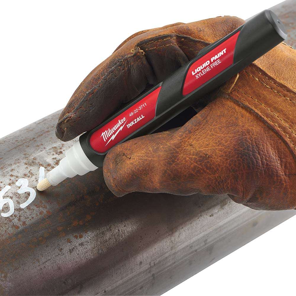 Milwaukee Inkzall Paint Marker, Xylene-Free Jobsite Marker for Rough, Oily Surfaces - White 4