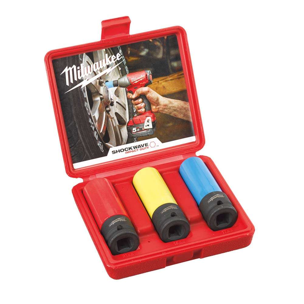 Milwaukee 4932451568 Shockwave 1/2" Automatic Impact Socket Set (3Pcs/Set) 1