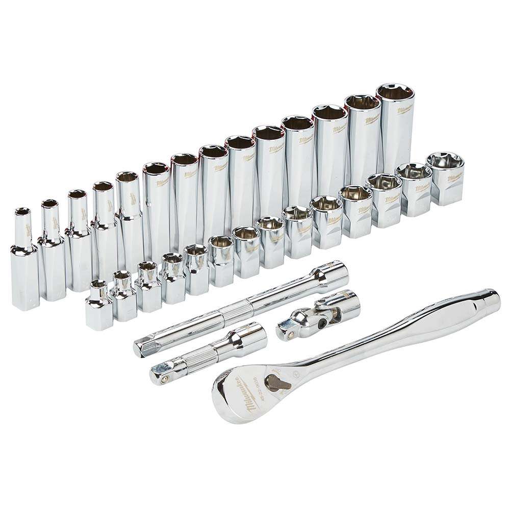 Milwaukee 4932464945 3/8" Metric Ratcheting Socket Set (32 Pcs/Set) 1