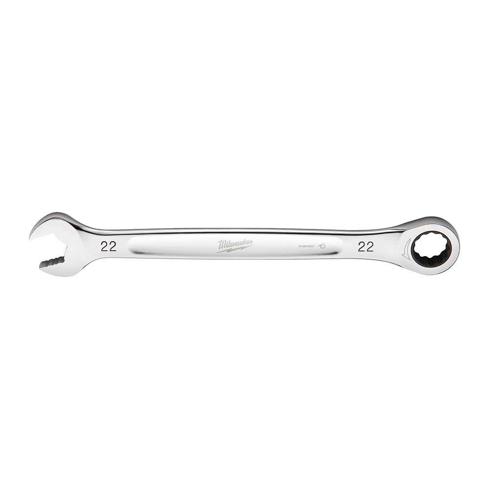Milwaukee MaxBite Ratcheting Combination Wrench, 19mm, Chrome-Plated Spanner for Fastening 0