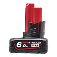 Milwaukee Red Lithium 12V 6.0Ah Battery, High-Capacity Pack for M12 Tools
