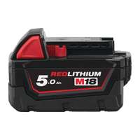 Milwaukee Red Lithium 18V 5.0Ah Battery, High-Capacity Pack for Demanding M18 Tools