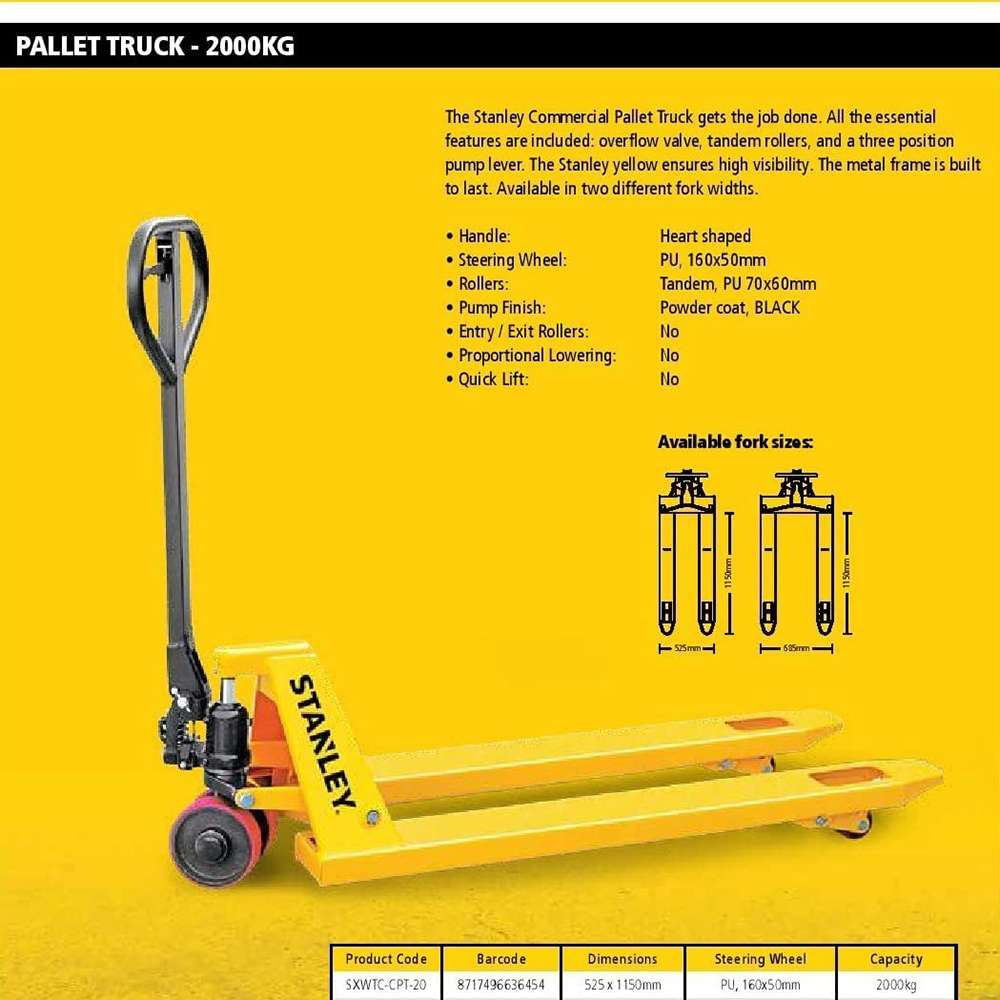 عربة شوكيّة رافعة للبليت من (Stanley) بقدرة تحميل (2.0 Ton)  3