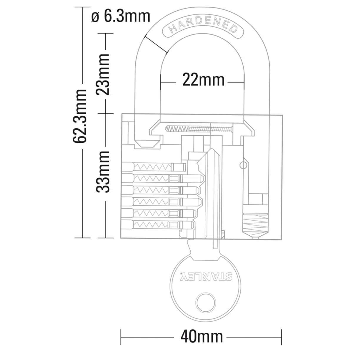 Stanley Padlock Brass 40mm Std Shackle 2