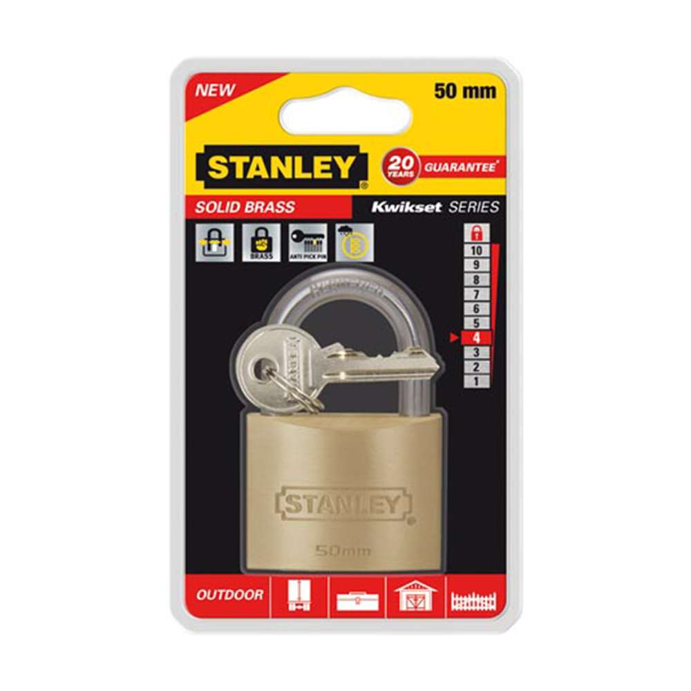Stanley Padlock Brass 50mm Std Shackle 1