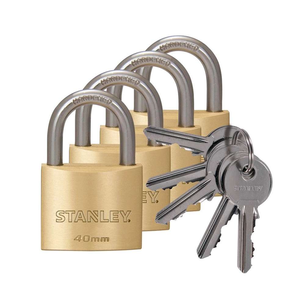 قفل نحاسي قياس (40mm) من (Stanley) مكون من أربع قطع 0