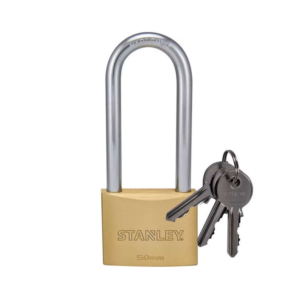 Stanley Padlock Brass 50mm Long Shackle 0