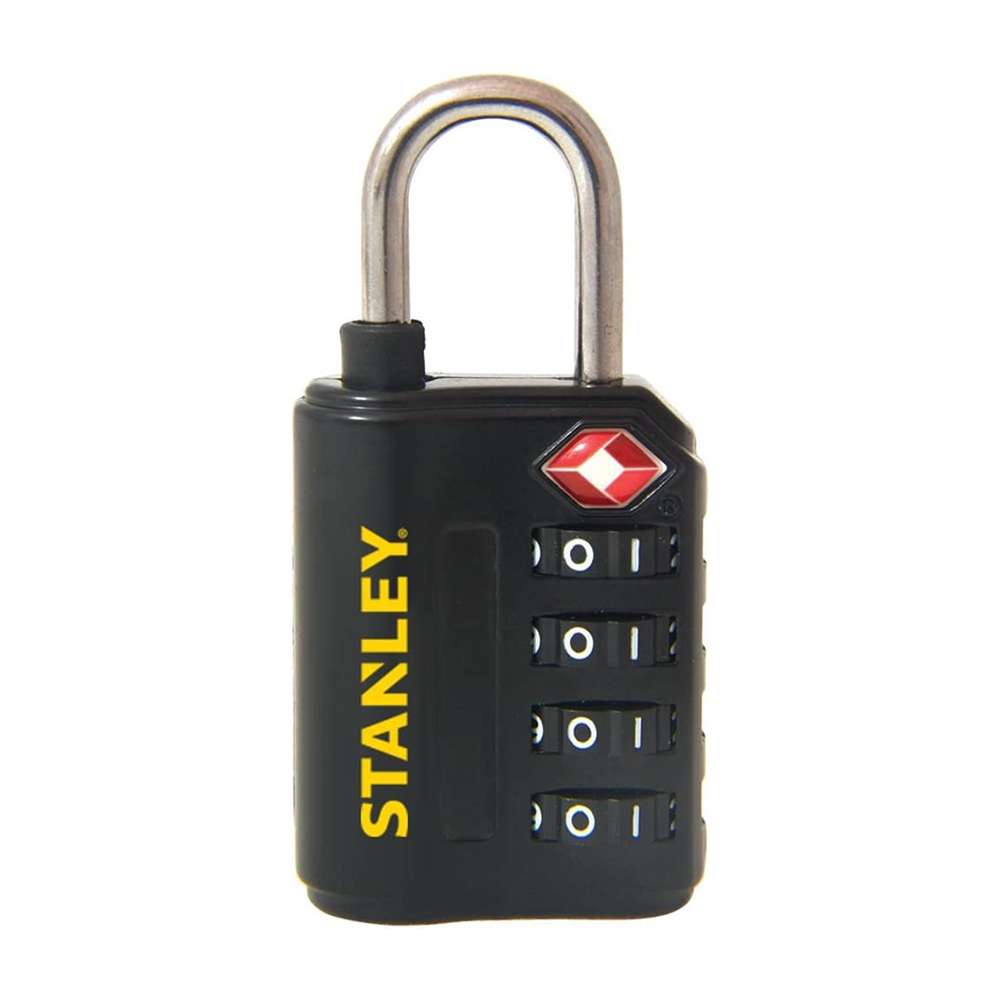 Stanley Padlock Zinc 30mm 4-Digit Combination TSA Black 0