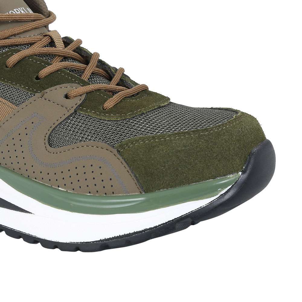 Workland MUP Mid Ankle Suede Leather Steel Toe Safety Shoes - Green, 42 3