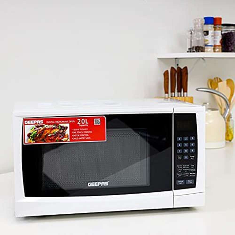 Geepas 20L Digital Microwave Oven With Multiple Cooking Menus & Child Lock 1200W 3