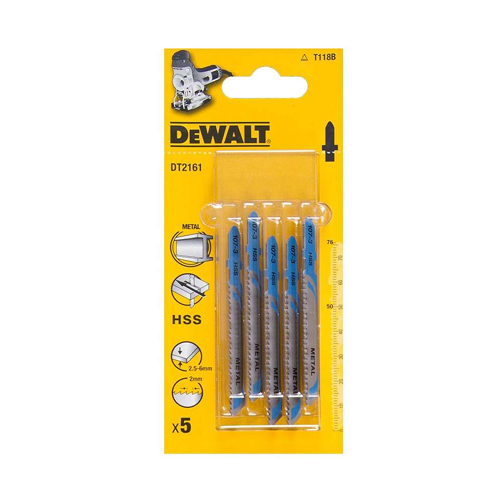 شفرة المنشار الترددية (Dewalt) نوع (T-Shank) قياس (50mm) موديل (DT2161-QZ) بمعدل (13) سناً – تباع ضمن علبة من خمس قطع 1