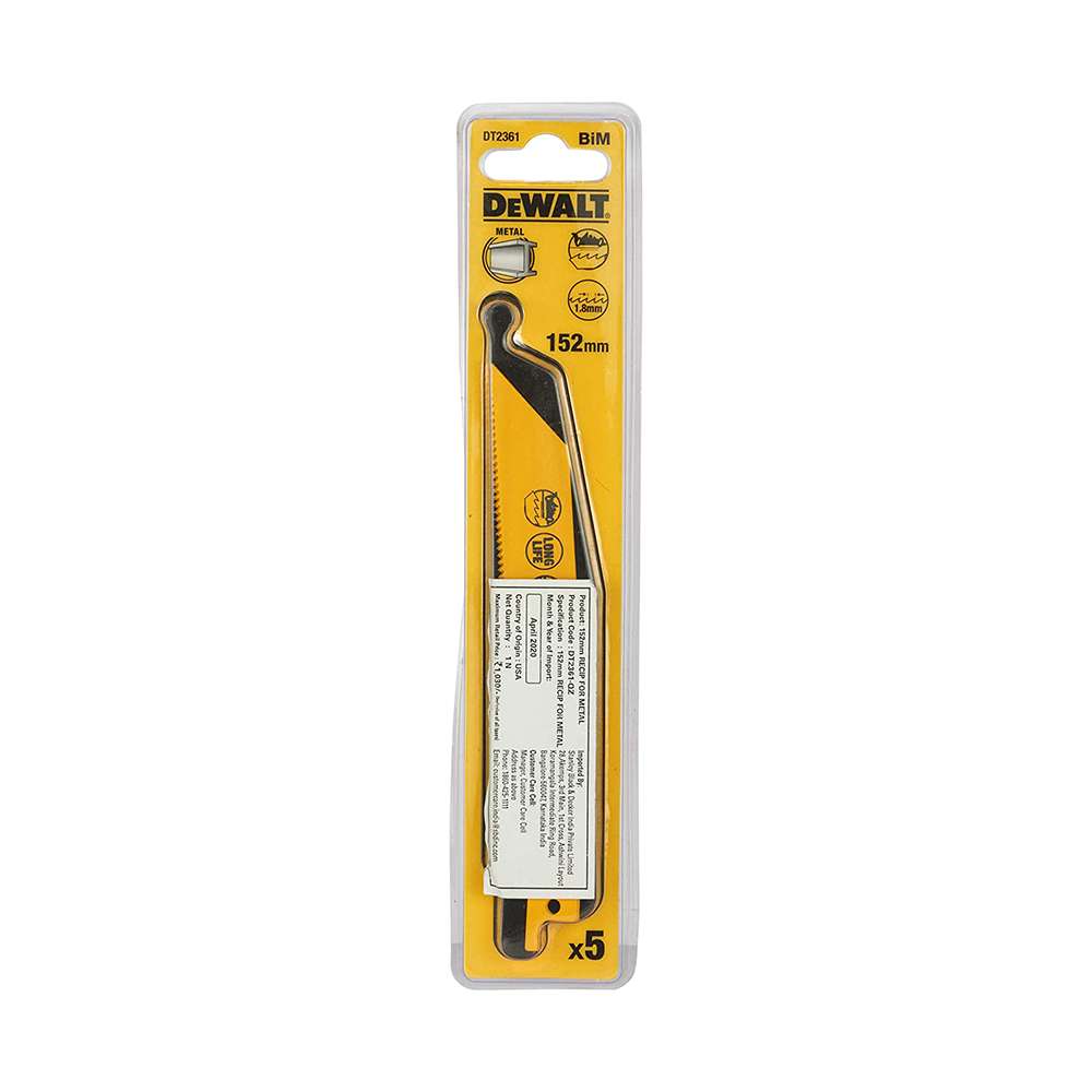 Dewalt Recip Blade 152mm Metal 14T DT2361-QZ 5