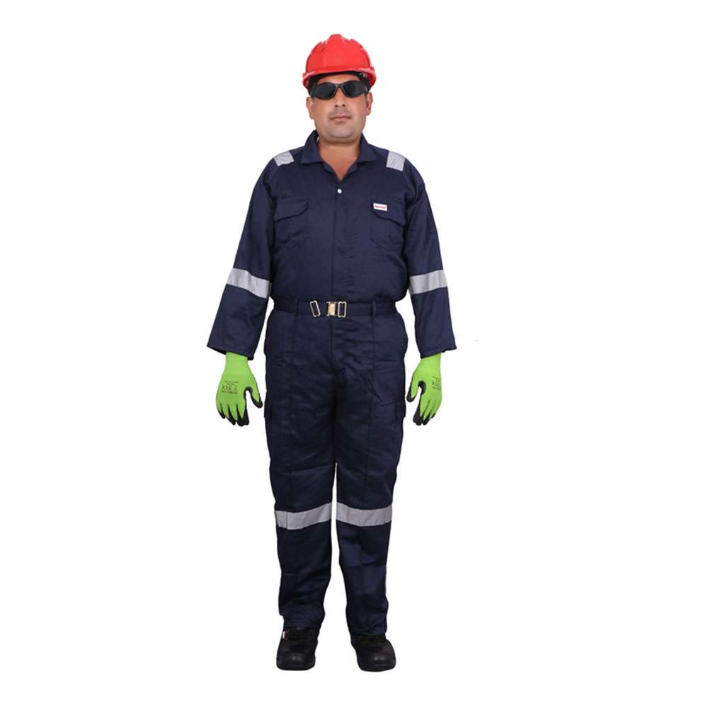 Vaultex PIA 190GSM Reflective Strip Twill Coverall, Navy Blue, Large 0