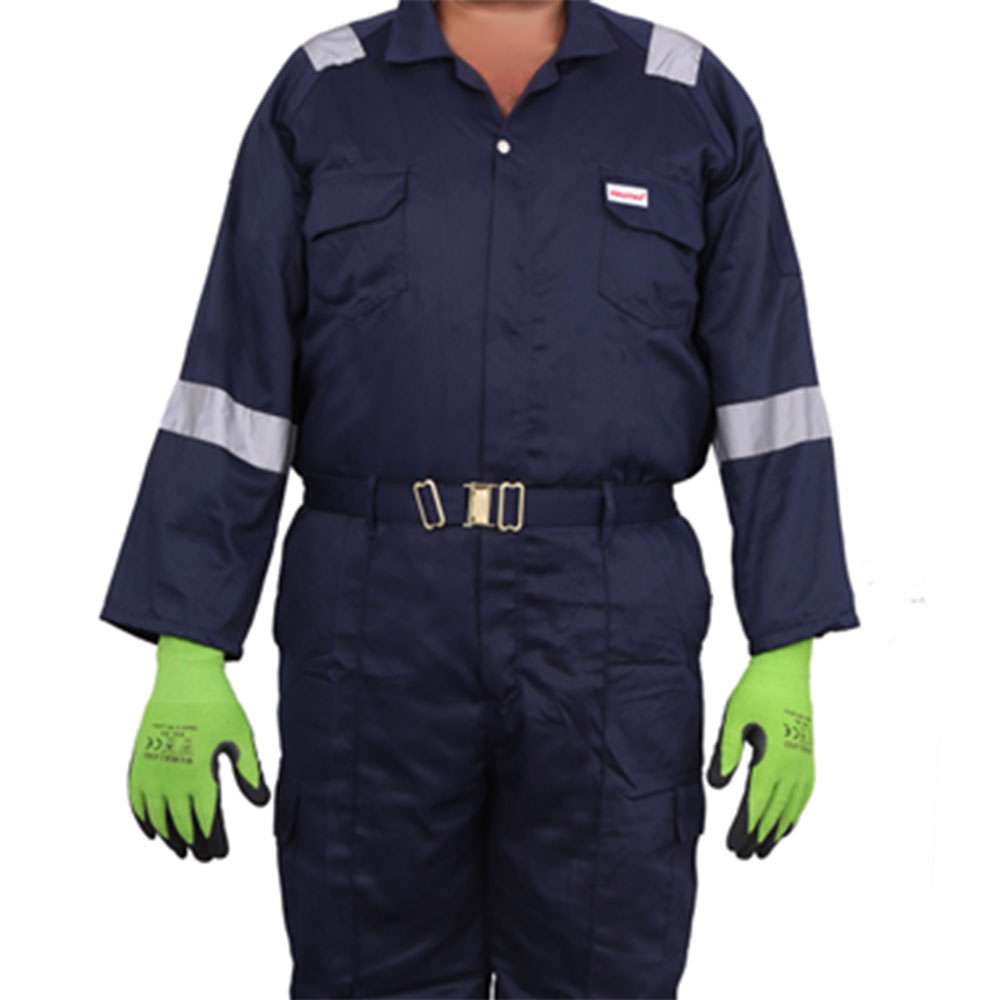 Vaultex PIA 190GSM Reflective Strip Twill Coverall, Navy Blue, Large 1