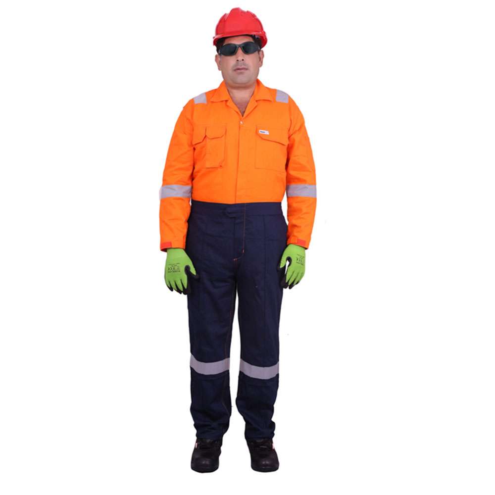 Vaultex ONC 240GSM Cotton Coverall , Orange/Navy Blue, XL 0