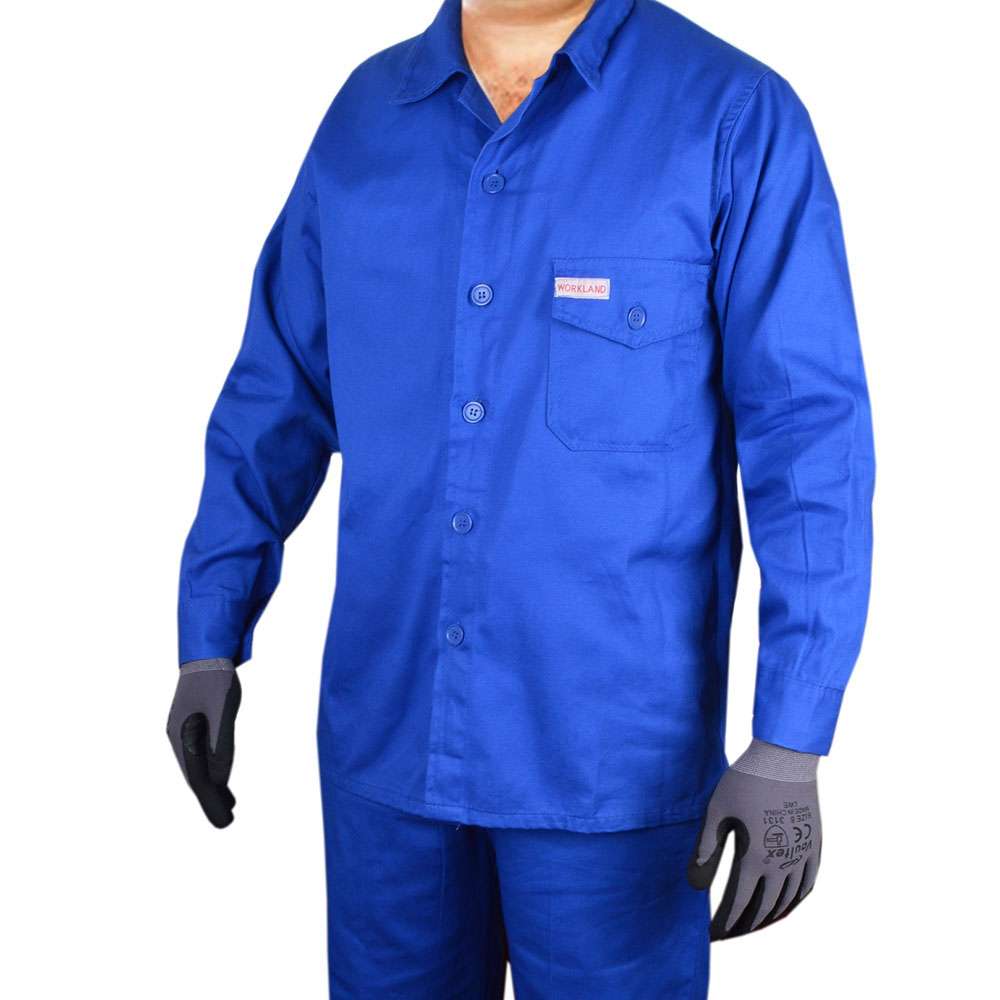 بنطال و سترة الحماية وركلاند (C2P) المصنوعة من نسيج قطني وزن (190GSM) باللون الأزرق الملكي قياس (5XL) 1