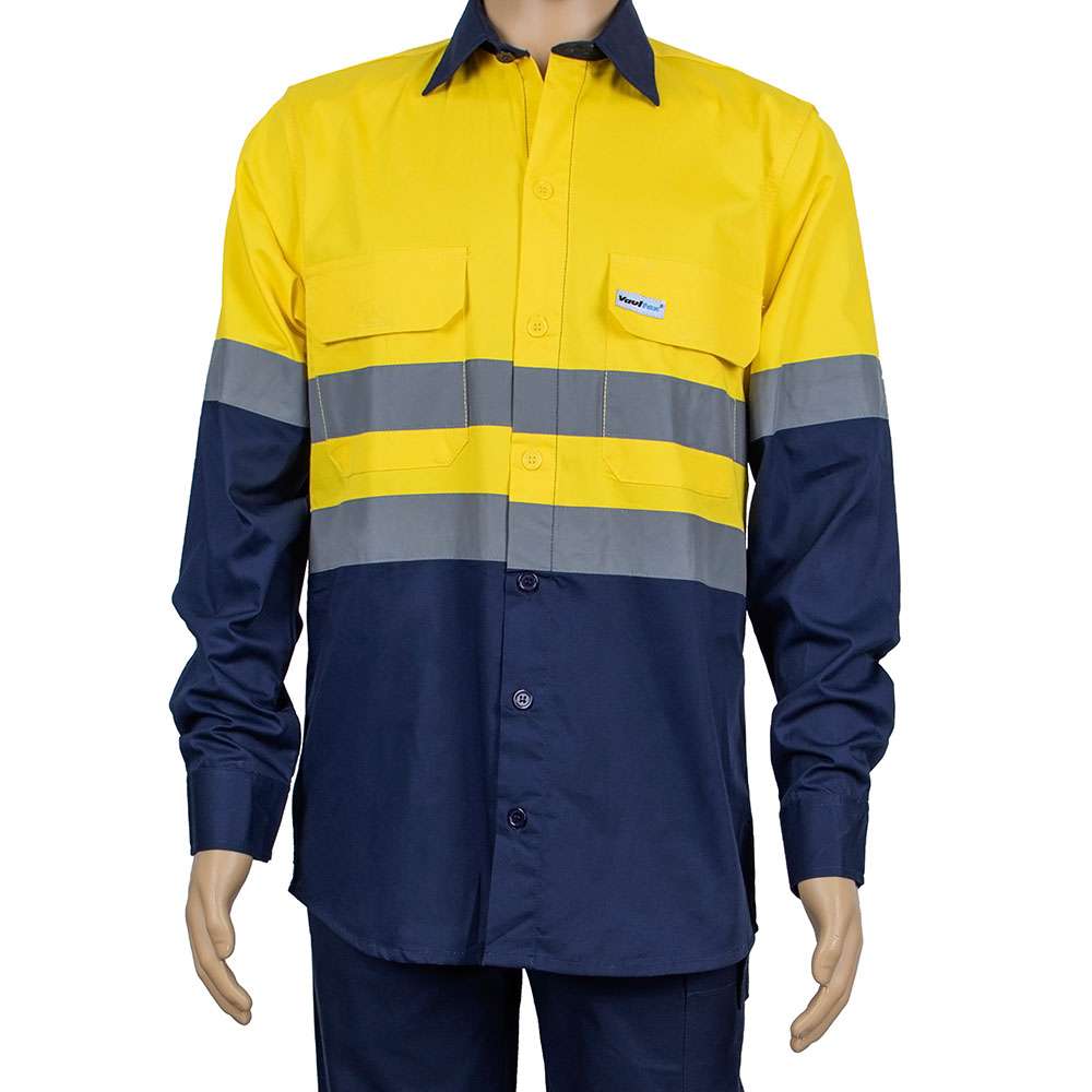 Vaultex DQO Cotton Pant & Shirt, Navy/Yellow, 2XL 1