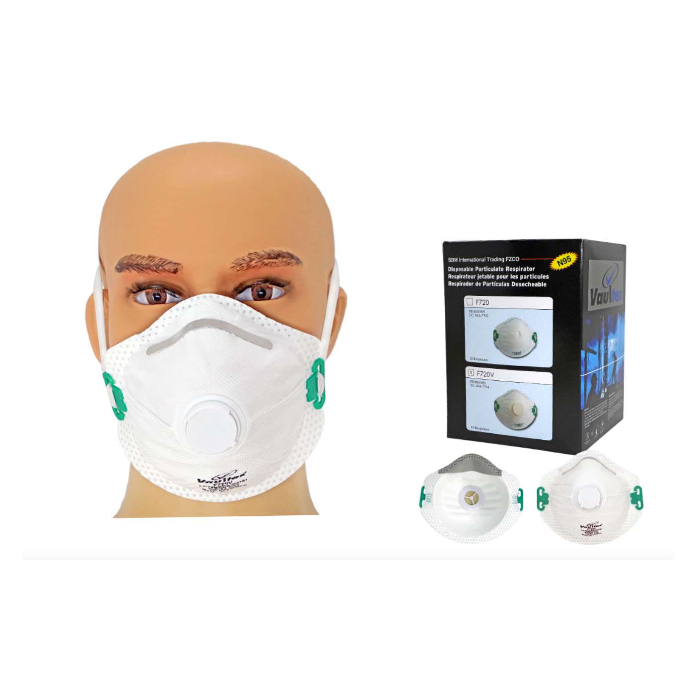 كمّامة الحماية من الجسيمات فولتكس (VB1) بحماية (N95) المكونة من (10Pcs/Pack) قطعة 1