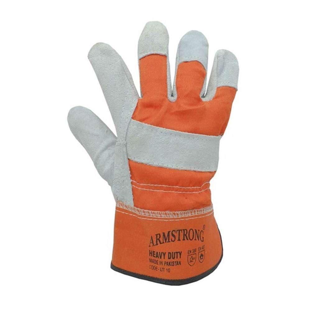 Armstrong IJT10 Single Palm Leather gloves Yellow & Grey, 12Pair/Pack