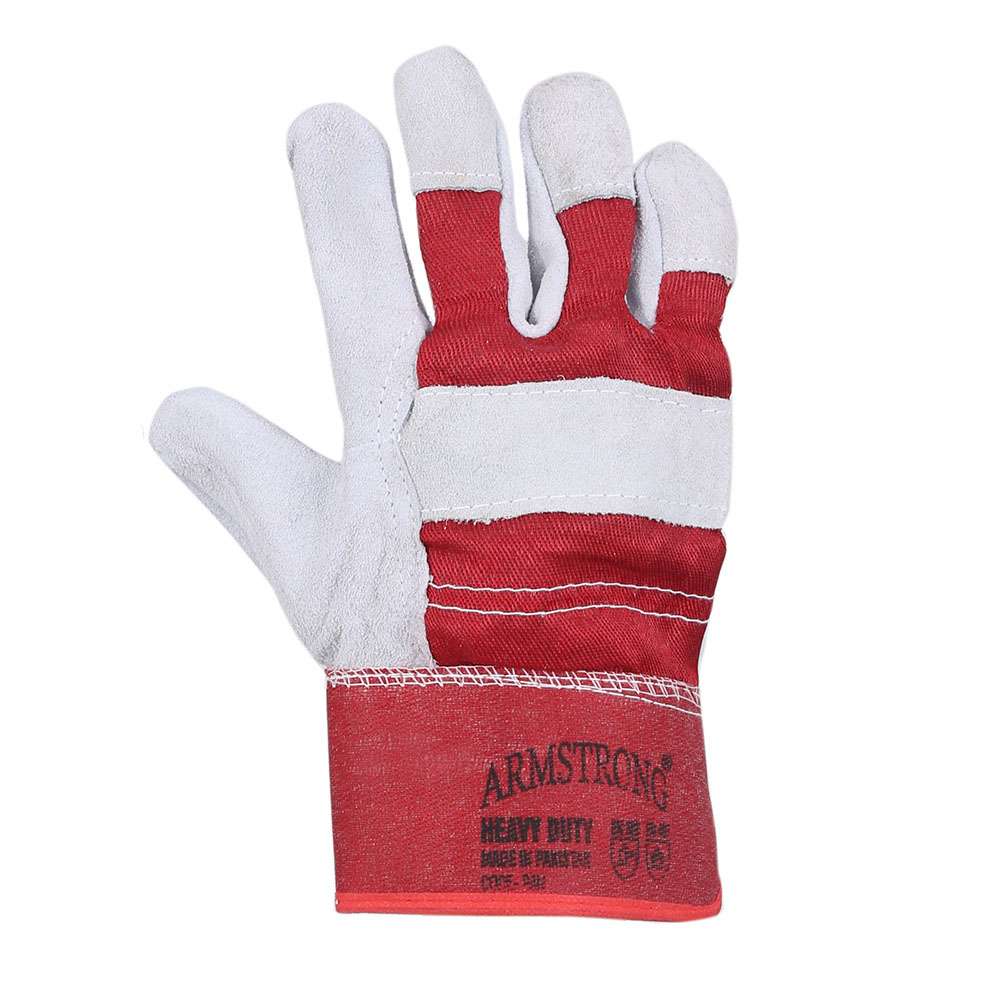 Armstrong PAN Single Palm Leather gloves Maroon & Grey, 12Pair/Pack