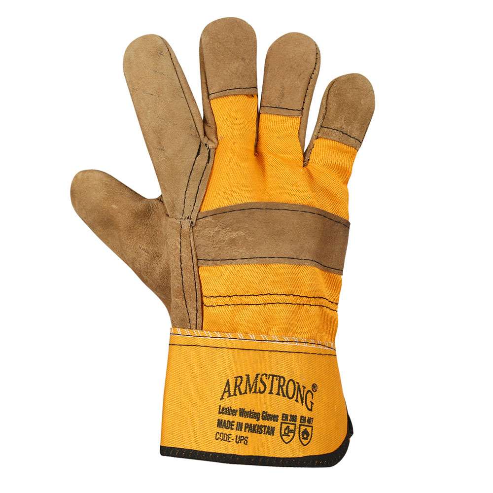 Armstrong UPS Patched Palm Leather gloves Yellow & Brown, 12Pair/Pack