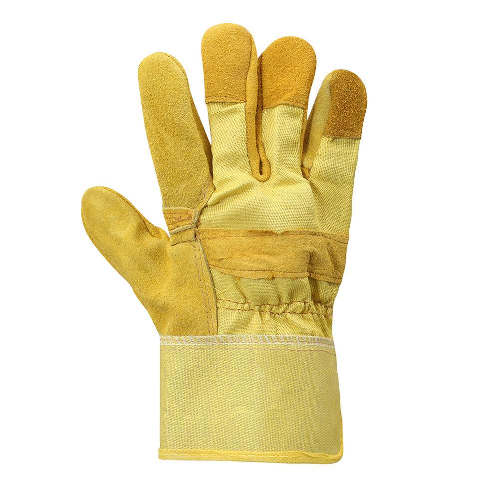 KGM Patched Palm Leather gloves Yellow & Grey, 12Pair/Pack