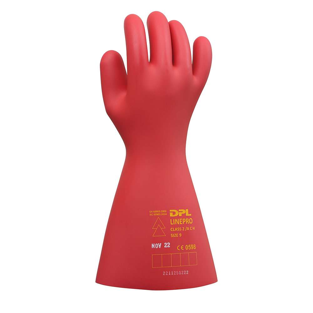 Linepro FRI latex Insulated Electrical Insulated gloves, 17000VAC Class 2, Color Red, Size L, 1Pair/pack 0