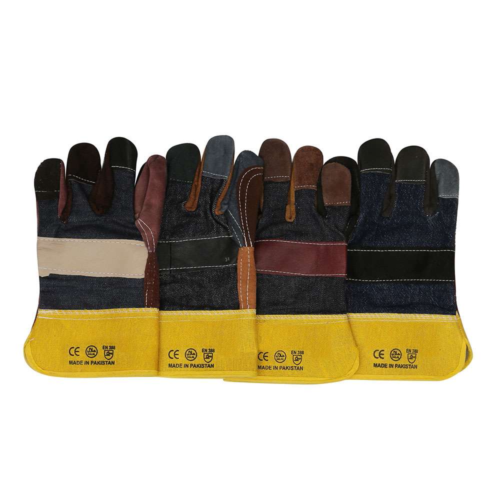 MCH Economy Double Palm leather Blue & Grey, 12Pair/Pack