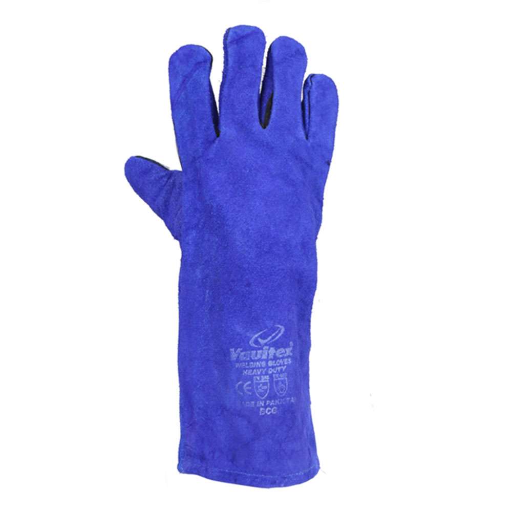 Vaultex BCG Double Palm Welding gloves with piping, Blue Colour, 12Pair/Pack 0